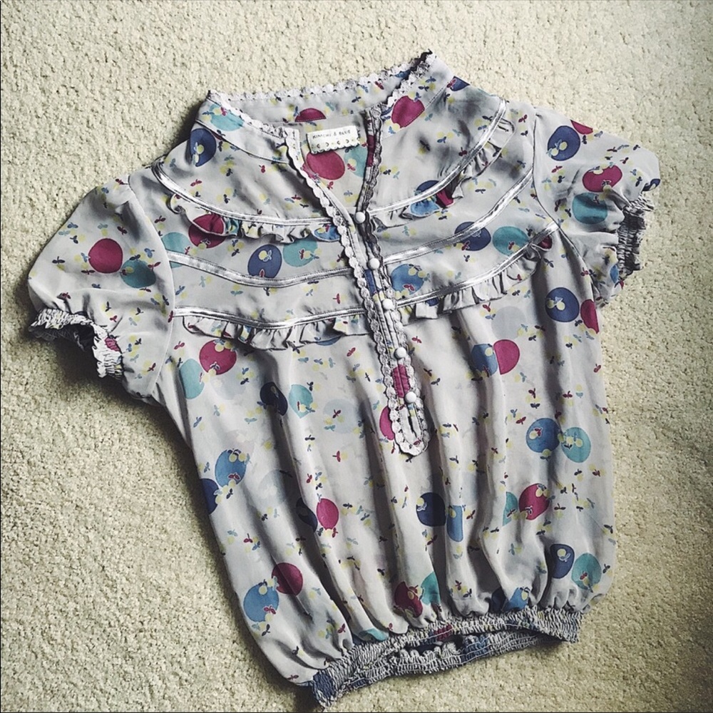 Kimchi & Blue Sheer Popover Patterned Blouse